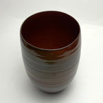 @aitkenceramics 
Tomato red glazed ceramic vase, reduction fired stoneware clay. 

H265 W180